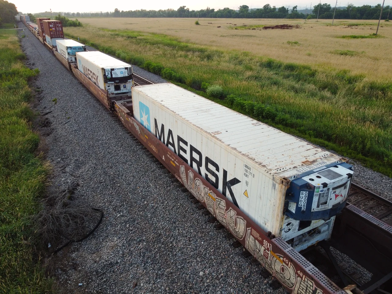 Container refrigerati trasportati su un treno
